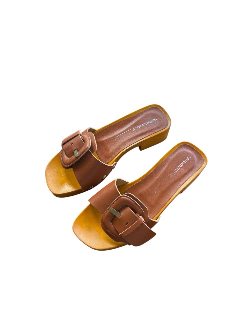 New Intentionally‎ Blank Mar Leather Buckle Clog Sandals Canyon EU 36 US 6